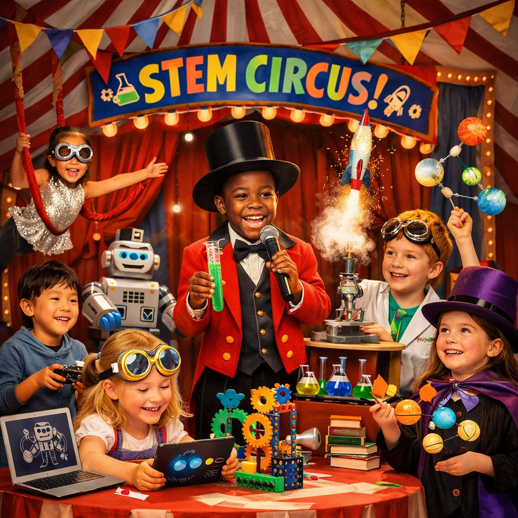 Children Exploring STEM with Circus Elements-1